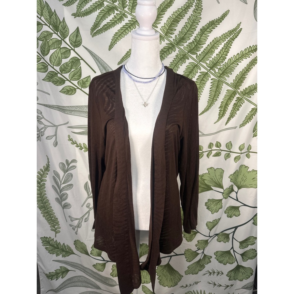 Sheer Brown animal‎ print Lightweight Open Front Long Sleeve Cardigan Women's